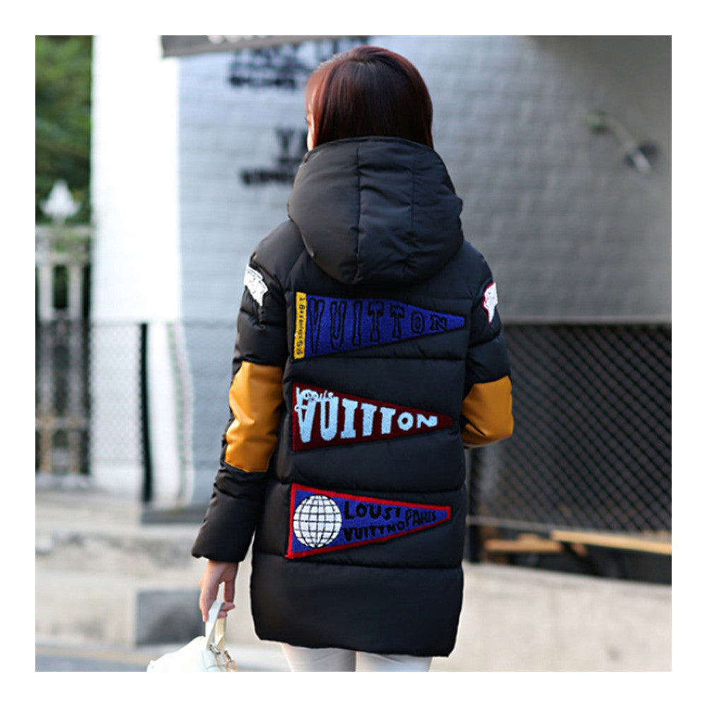 Woman Down Coat Thick Middle Long Cotton Coat   black   M - Mega Save Wholesale & Retail - 3