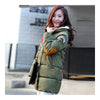 Woman Down Coat Thick Middle Long Cotton Coat   dark green   M - Mega Save Wholesale & Retail - 2