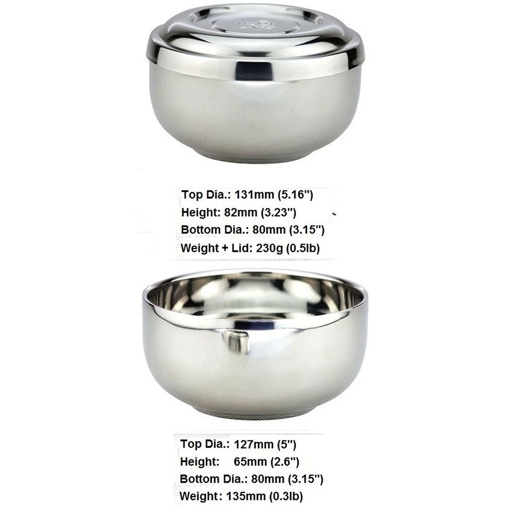 Wholesale exported to South Korea stainless steel double bowl stainless steel bowl with lid lidded bowl bowl cute Korean rice bowl - Mega Save Wholesale & Retail - 3
