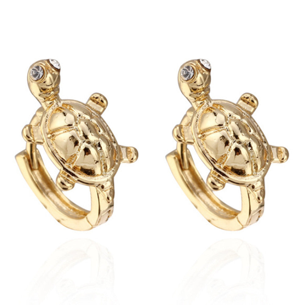 Earrings Cute Little Tortoise 18K Gold Galvanized Zircon - Mega Save Wholesale & Retail - 1