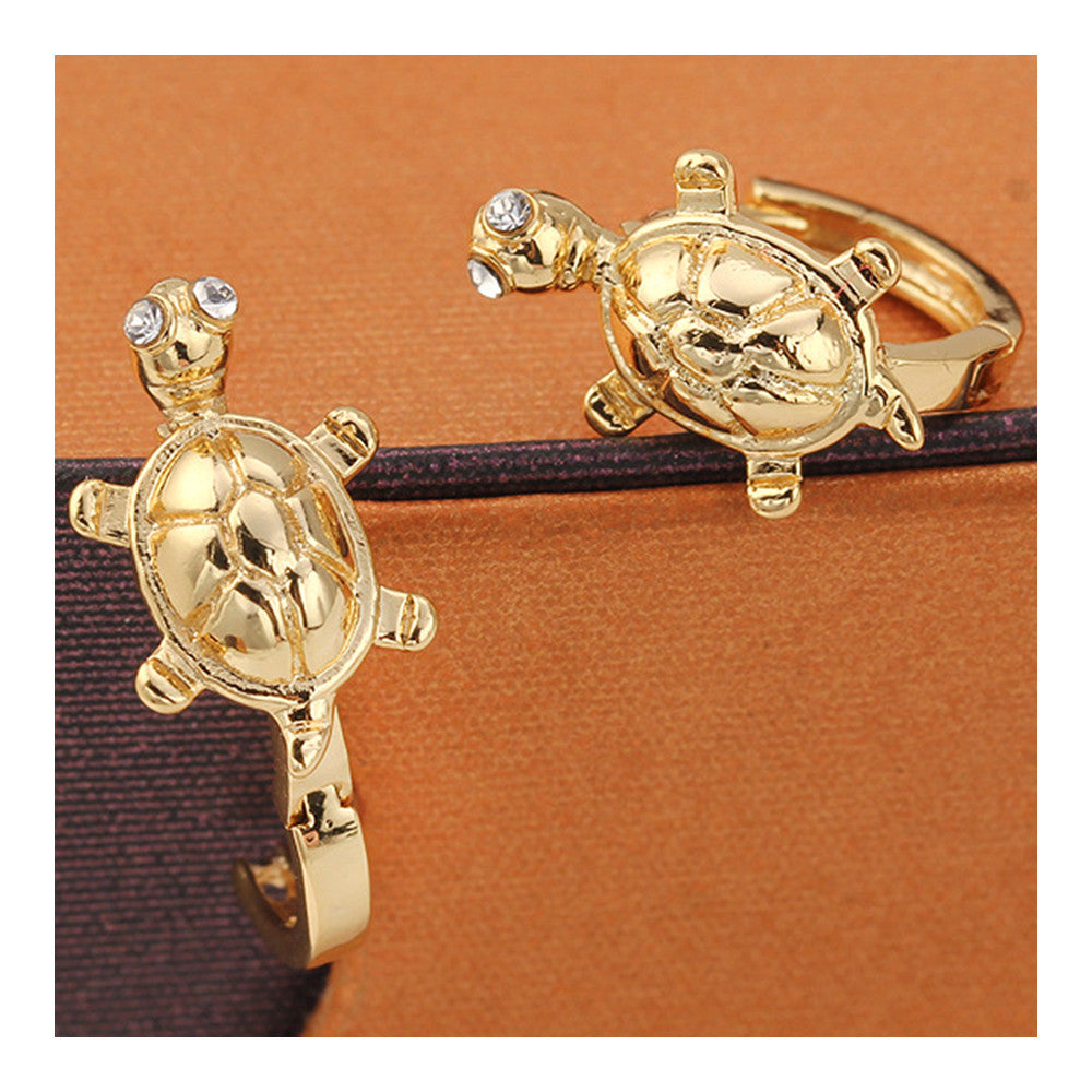 Earrings Cute Little Tortoise 18K Gold Galvanized Zircon - Mega Save Wholesale & Retail - 3