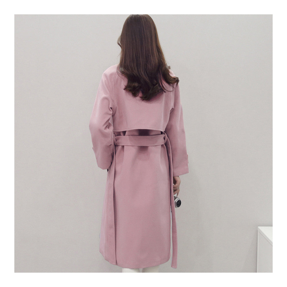 Slim Coat Middle Long Woman Fashionable   pink   S - Mega Save Wholesale & Retail - 3