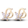 Heart Flower in Blossom Colorful Zircon Ear Studs 18K Gold Galvanized    white - Mega Save Wholesale & Retail - 1