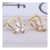 Heart Flower in Blossom Colorful Zircon Ear Studs 18K Gold Galvanized    white - Mega Save Wholesale & Retail - 2