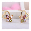 Heart Flower in Blossom Colorful Zircon Ear Studs 18K Gold Galvanized    colorful - Mega Save Wholesale & Retail - 2