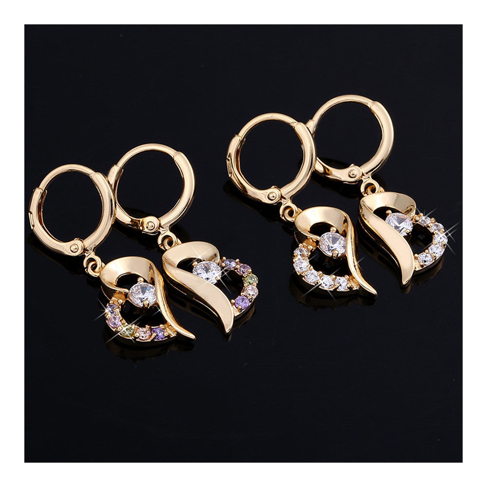 Love Heart Zircon Earrings    gold plated colorful zircon - Mega Save Wholesale & Retail - 3