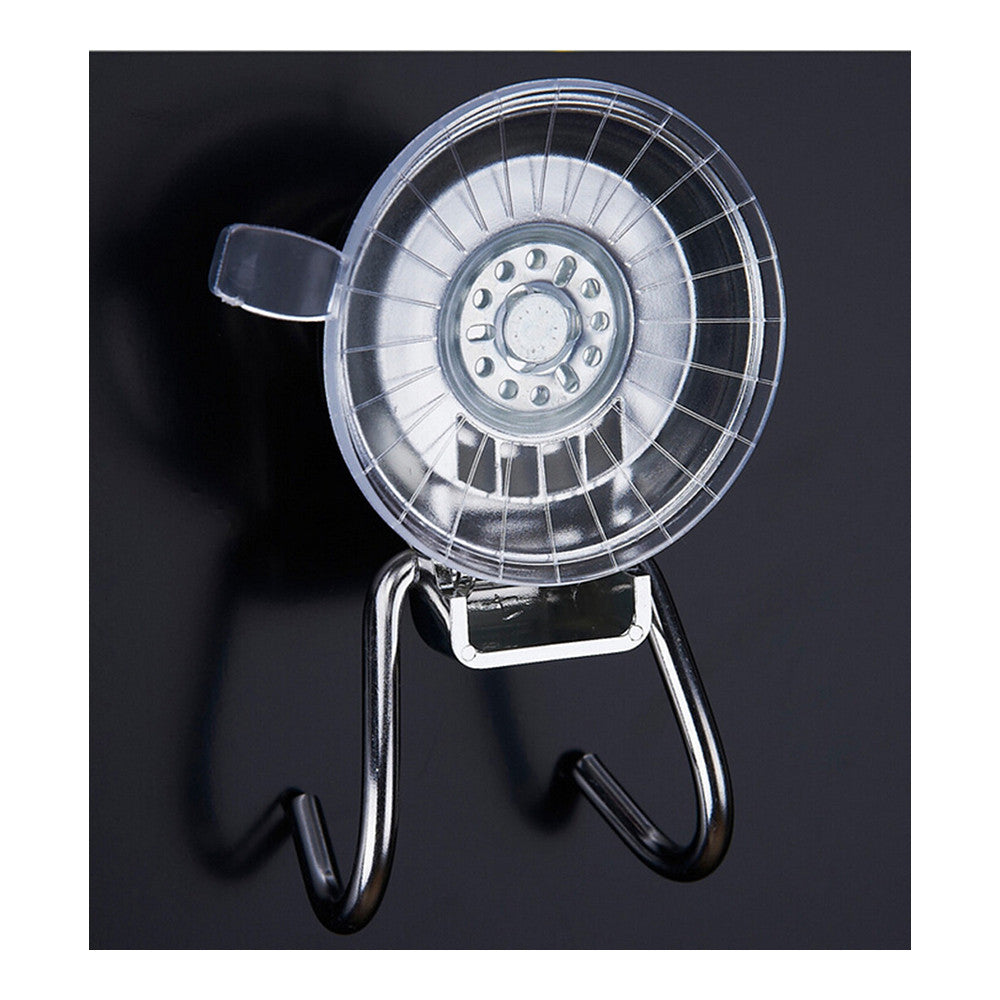 Stainless Steel Suction Cup Suckers Powerful Suction Button Hook Holder 2 Hooks - Mega Save Wholesale & Retail - 1