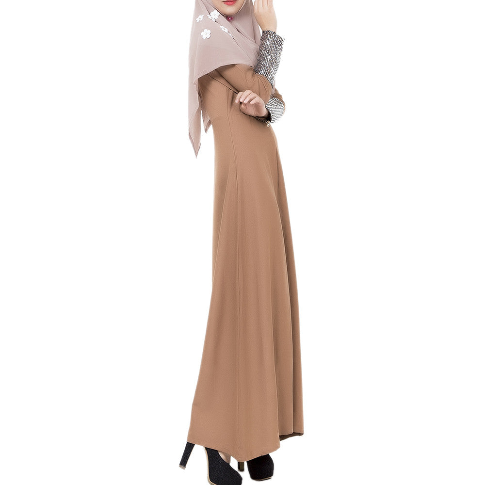 Middle East Muslim Garments Dress   coffee   M