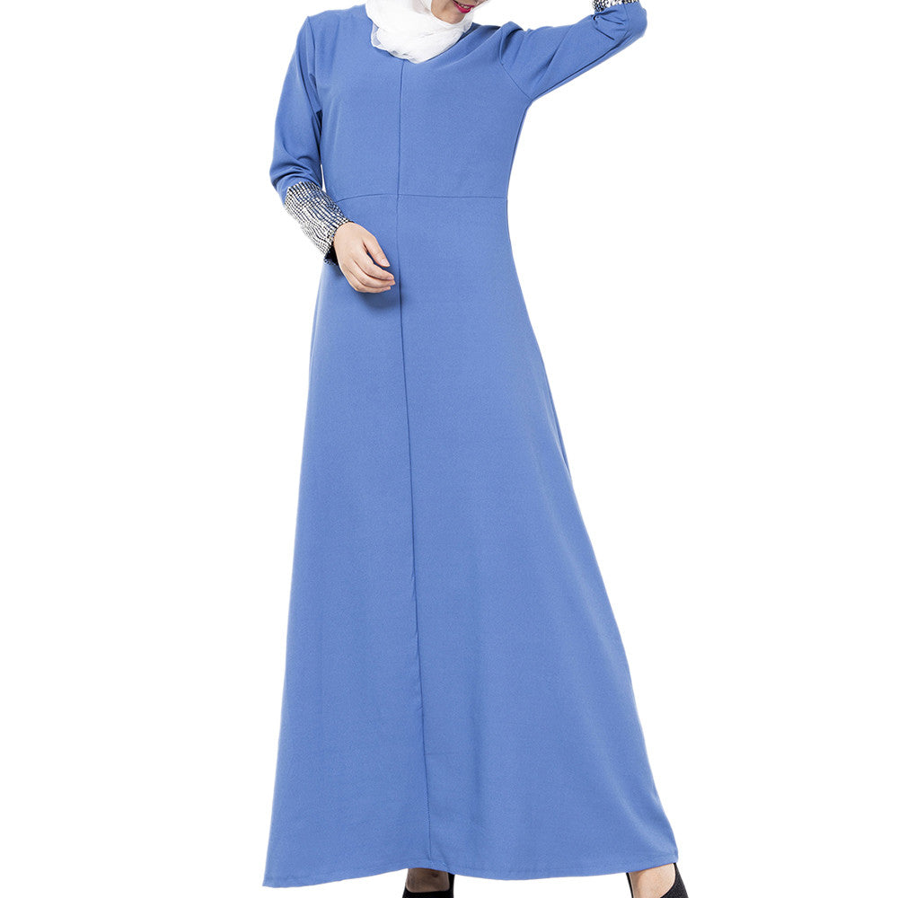 Middle East Muslim Garments Dress   blue   M