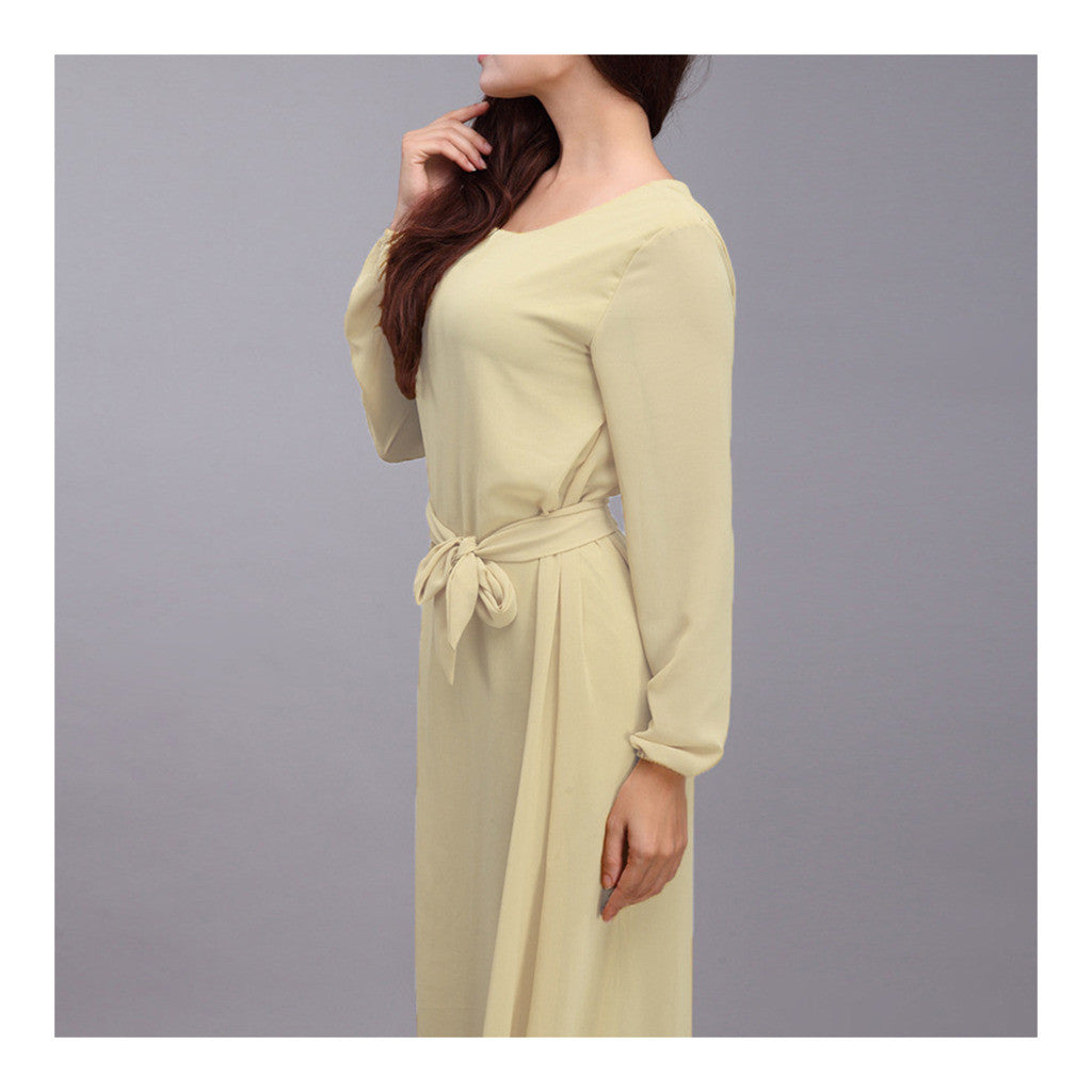 Malaysian Muslim Women Garments Dress Solid Color   skin color - Mega Save Wholesale & Retail - 3