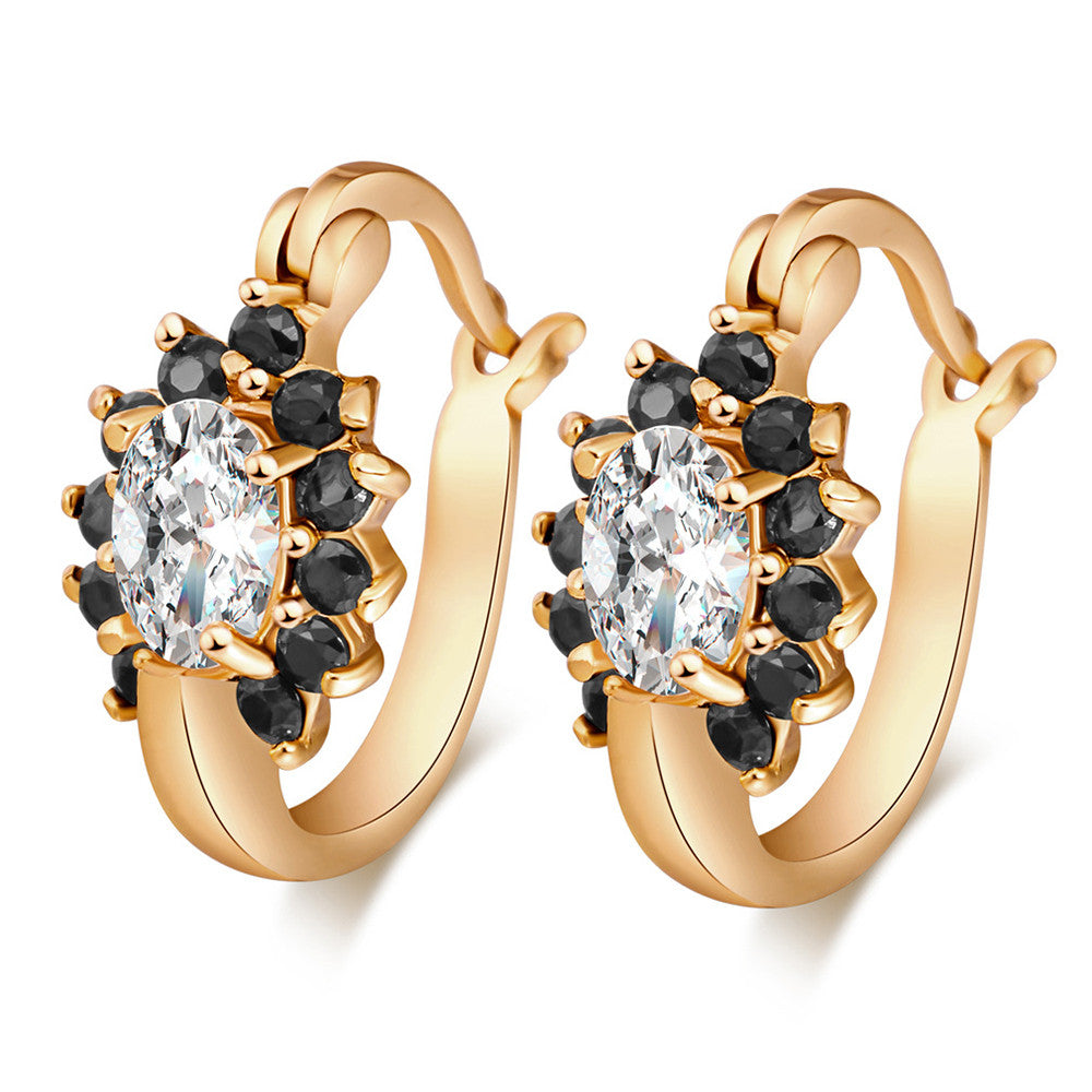 Ear Studs Sunflower Dazzling Zircon   black - Mega Save Wholesale & Retail - 1