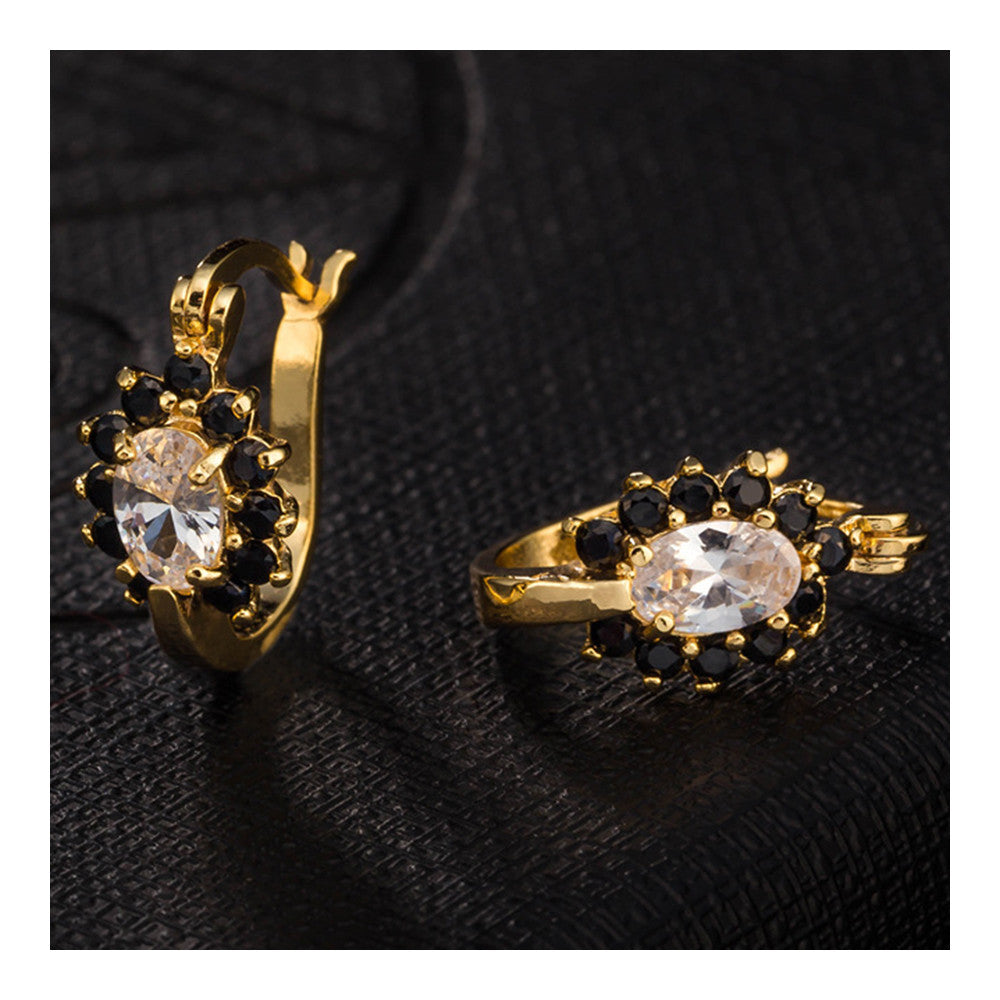 Ear Studs Sunflower Dazzling Zircon   black - Mega Save Wholesale & Retail - 2