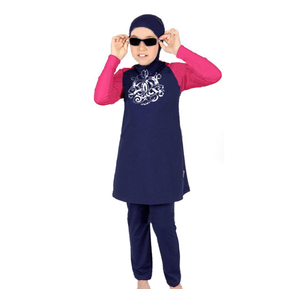 Muslim Swimwear Swimsuit Burqini Child   red  S - Mega Save Wholesale & Retail - 1