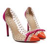 Transparent Dot Rivet Bowknot Pointed High Heel Thin Shoes   orange