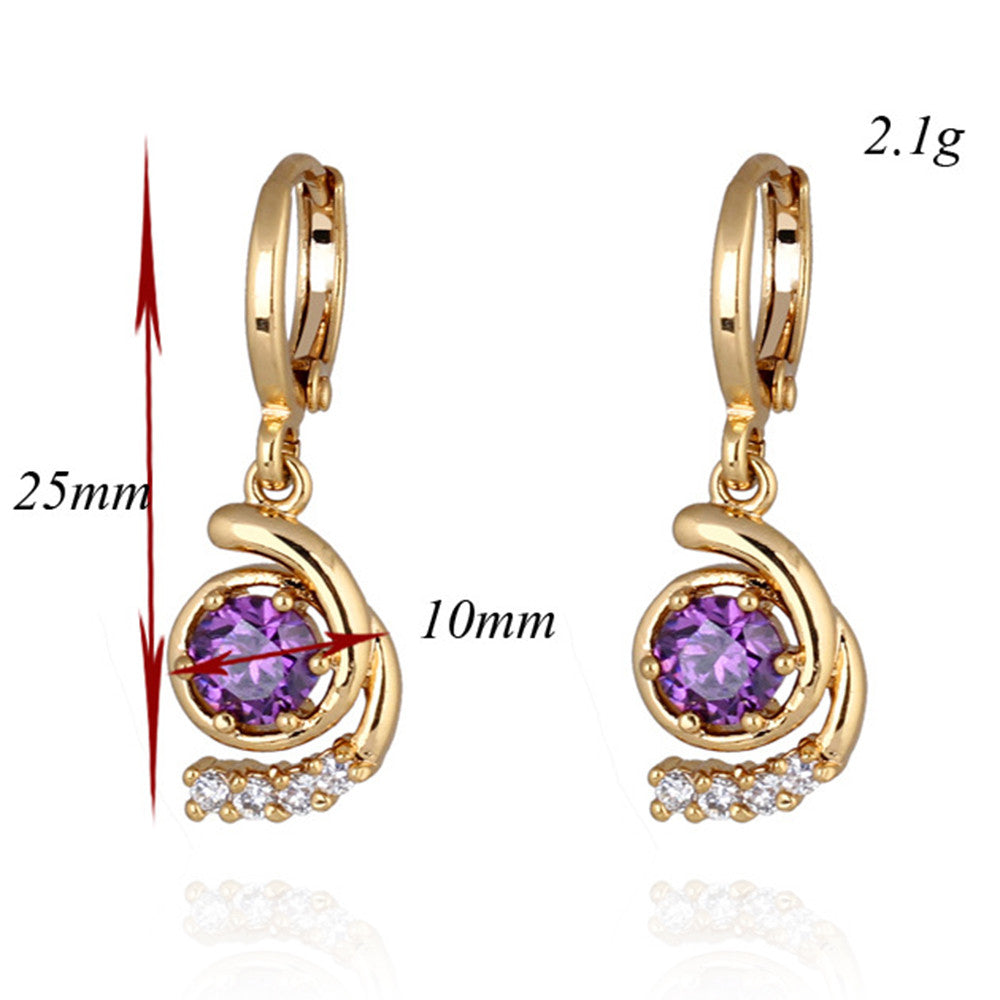 18K Gold Galvanized Zircon Earrings   champagne - Mega Save Wholesale & Retail - 3