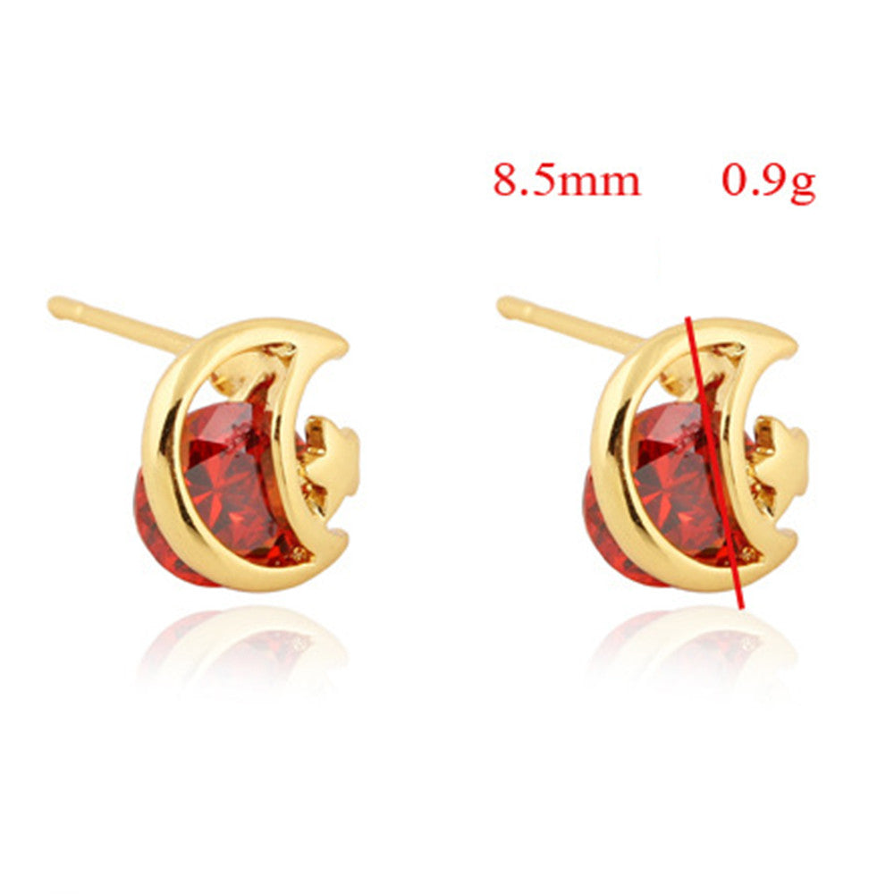 Moon Star Zircon Ear Studs   green - Mega Save Wholesale & Retail - 3