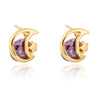 Moon Star Zircon Ear Studs    purple - Mega Save Wholesale & Retail - 1