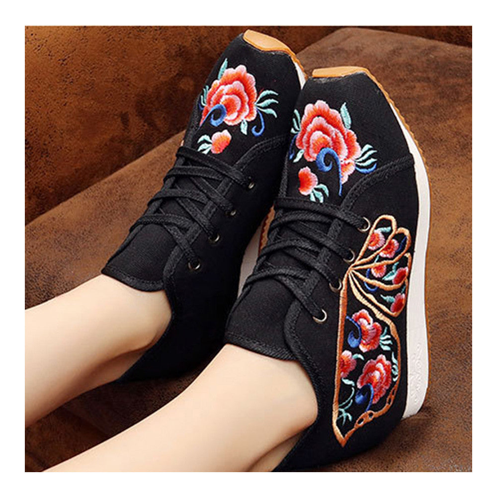 Prunus Triloba Sports Shoes Vintage Beijing Cloth Shoes Embroidered Shoes   black  35 - Mega Save Wholesale & Retail - 2