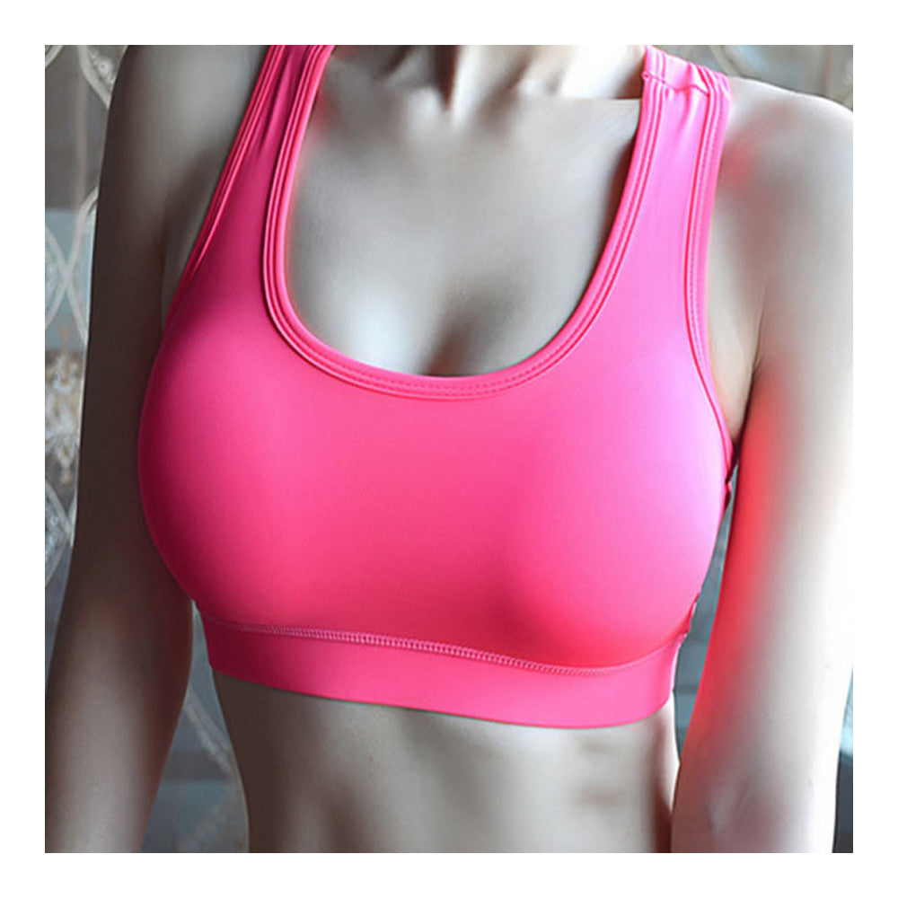 Dry Fast Woman Shockproof Running Vest Wireless Yoga Bra   pink    S