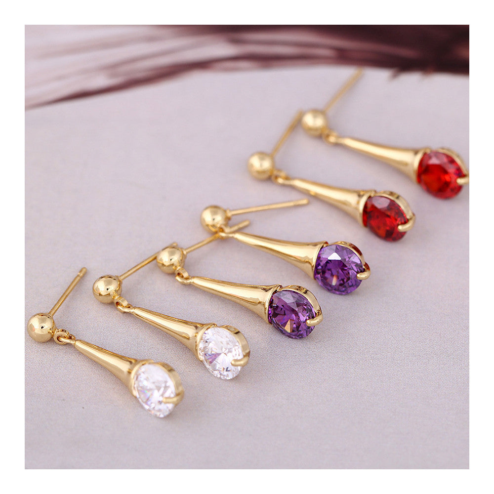 Boutique Zircon Ear Studs    gold plated red zircon - Mega Save Wholesale & Retail - 4