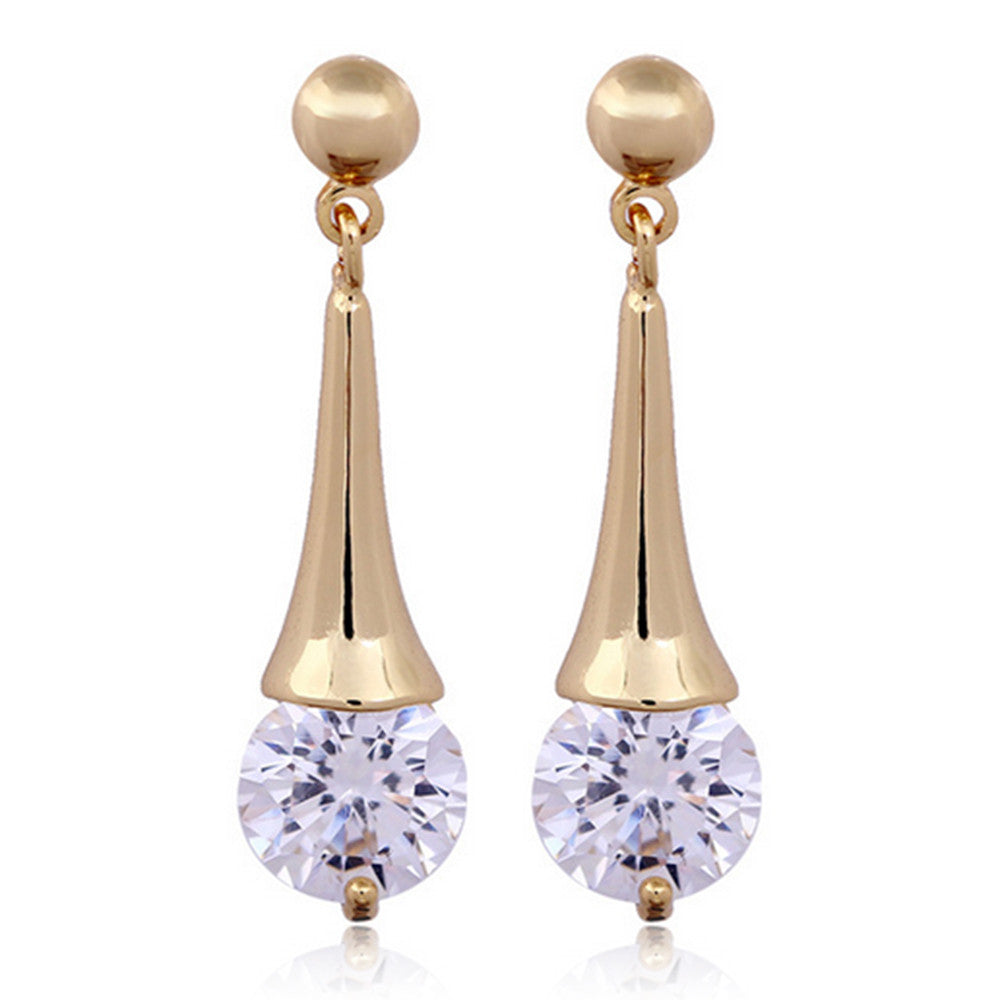 Boutique Zircon Ear Studs   gold plated white zircon - Mega Save Wholesale & Retail - 1