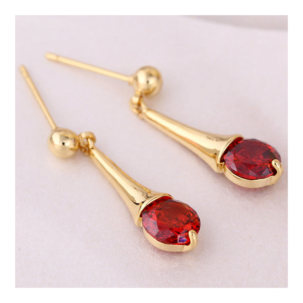 Boutique Zircon Ear Studs    gold plated red zircon - Mega Save Wholesale & Retail - 2