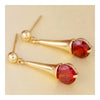 Boutique Zircon Ear Studs    gold plated red zircon - Mega Save Wholesale & Retail - 3
