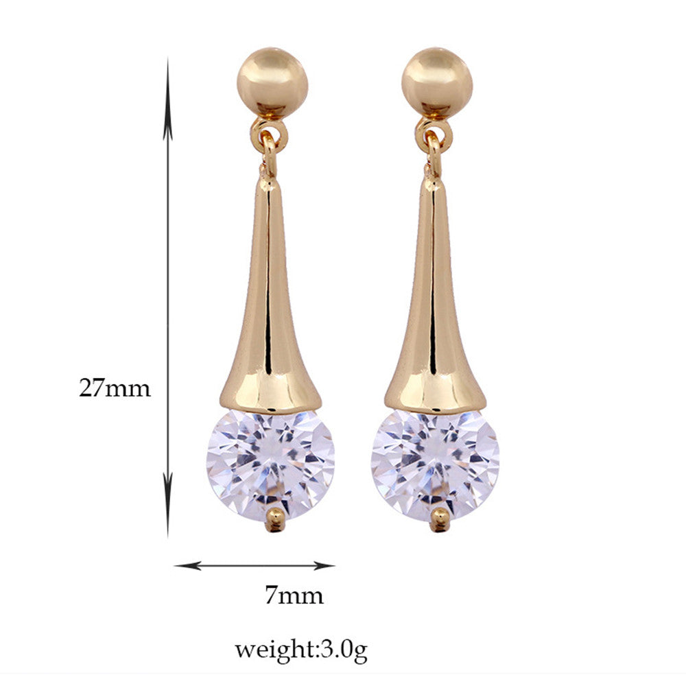 Boutique Zircon Ear Studs   gold plated white zircon - Mega Save Wholesale & Retail - 4