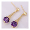 Boutique Zircon Ear Studs    gold plated purple zircon - Mega Save Wholesale & Retail - 3