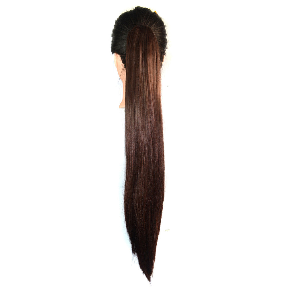 Claw Clip Long Straight Horsetail Wig dark brown