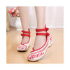 Vintage Bamboo Style Embroidered Old Beijing Red Cloth Shoes for Woman Online with Colorful Ankle Straps - Mega Save Wholesale & Retail - 1