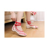 Vintage Bamboo National Style Increased within Slipsole Embroidered Shoes Old Beijing Cloth Shoes red - Mega Save Wholesale & Retail - 2