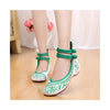 Vintage Bamboo Style Embroidered Old Beijing Cloth Shoes Green for Woman Online with Colorful Ankle Straps - Mega Save Wholesale & Retail - 1