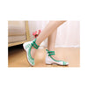 Vintage Bamboo Style Embroidered Old Beijing Cloth Shoes Green for Woman Online with Colorful Ankle Straps - Mega Save Wholesale & Retail - 3