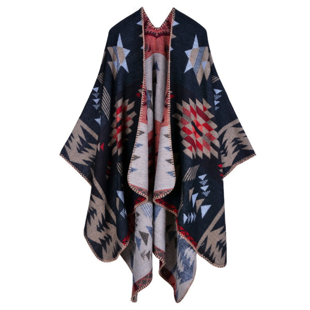 Super Big Thick Warm Checks Tippet Scarf Cloak    star flower - Mega Save Wholesale & Retail