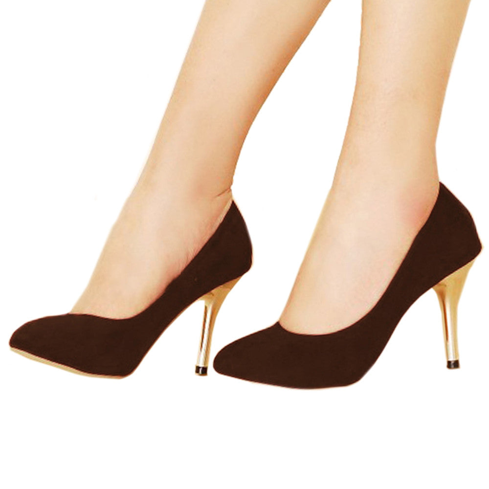 Women Superior Dull Polish Fluff Thin High Heel  brown