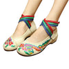 Chinese Embroidered Floral Shoes Women Ballerina Mary Jane Flat Ballet Cotton Loafer White - Mega Save Wholesale & Retail - 1