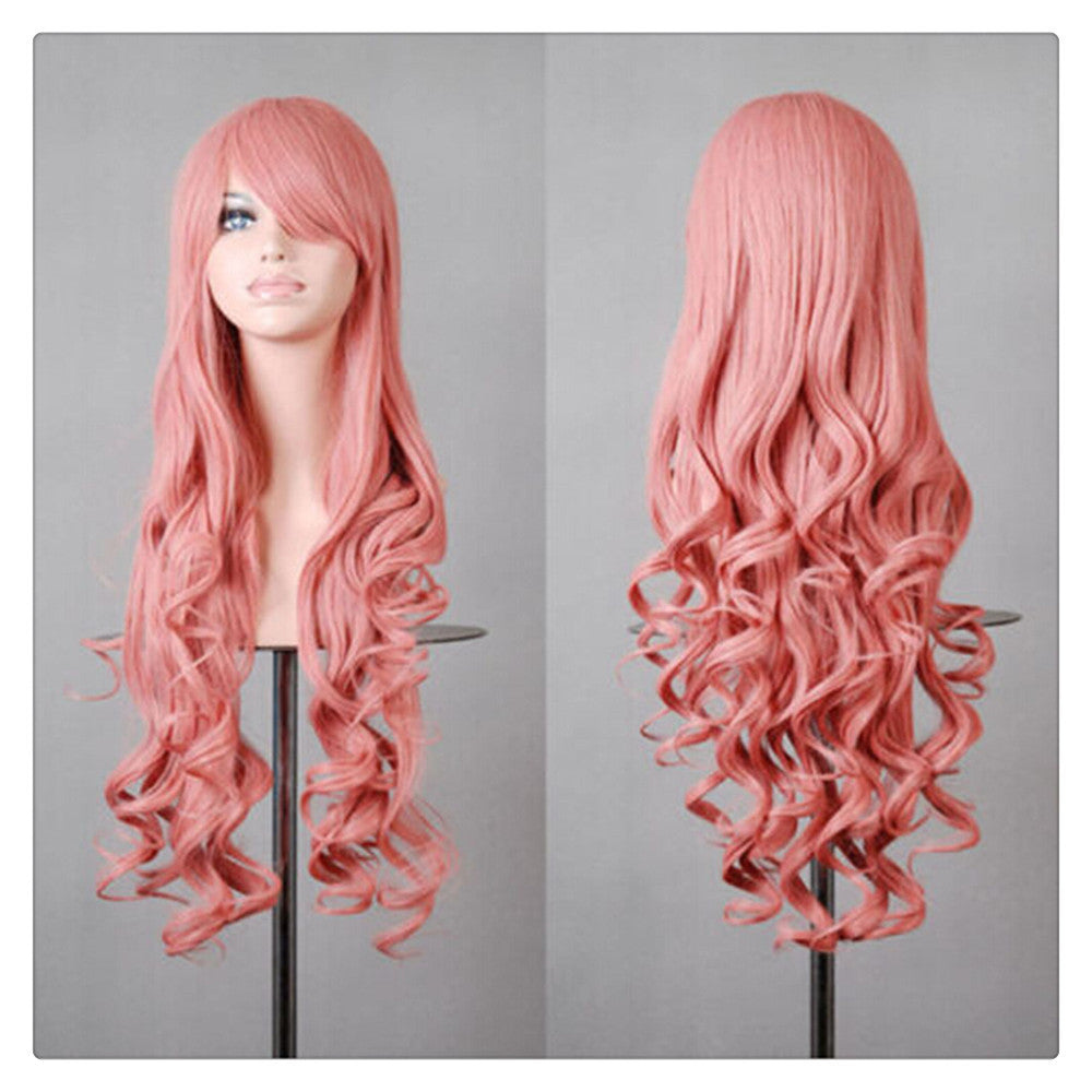 Women New Fashion Women Girl 80cm Wavy Curly Long Hair Full Cosplay Party Sexy Lolita wig  Sakura powder - Mega Save Wholesale & Retail