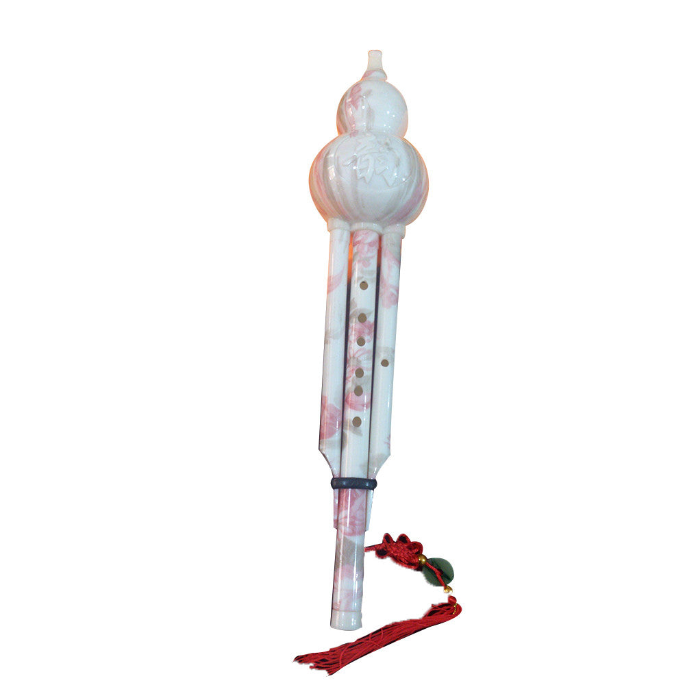 Chinese Traditional Gourd Flute Bottle Gourd Silk Hulusi Imitative Porcelain Pink - Mega Save Wholesale & Retail