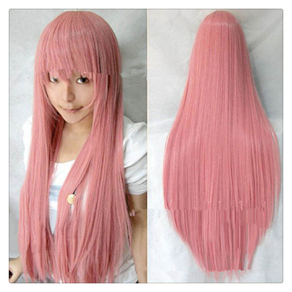 Women Fashion 100CM/39" Long straight Cosplay Fashion Wig heat resistant resistant Hair Full Wigs   Sakura powder - Mega Save Wholesale & Retail