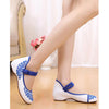Old Beijing Cloth Shoes National Style Woman Shoes Cowhells Sole Slipsole Phoenix Tail Rhinestone Embrooidered Shoes Square Dance Shoes blue - Mega Save Wholesale & Retail - 4