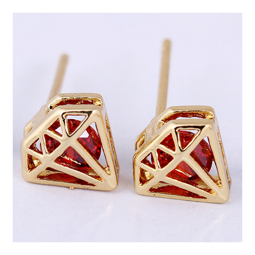 Diamond Shape Earrings    red - Mega Save Wholesale & Retail - 2
