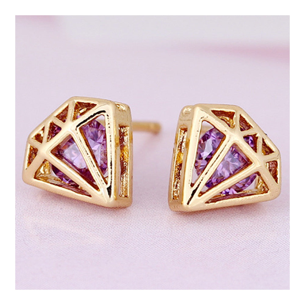 Diamond Shape Earrings    purple - Mega Save Wholesale & Retail - 2
