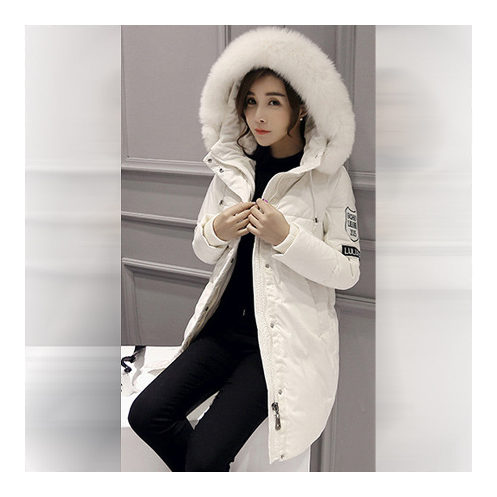 Winter Down Coat Woman Middle Long Loose Thick   white   S - Mega Save Wholesale & Retail - 2