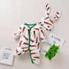 Infant Baby Boy Easter Bunny Outfit Long Sleeve Cartoon Carrot Print Romper Jumpsuit Pants Rabbit Ears Hat Set