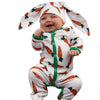 Infant Baby Boy Easter Bunny Outfit Long Sleeve Cartoon Carrot Print Romper Jumpsuit Pants Rabbit Ears Hat Set