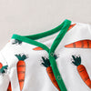 Infant Baby Boy Easter Bunny Outfit Long Sleeve Cartoon Carrot Print Romper Jumpsuit Pants Rabbit Ears Hat Set