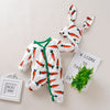 Infant Baby Boy Easter Bunny Outfit Long Sleeve Cartoon Carrot Print Romper Jumpsuit Pants Rabbit Ears Hat Set
