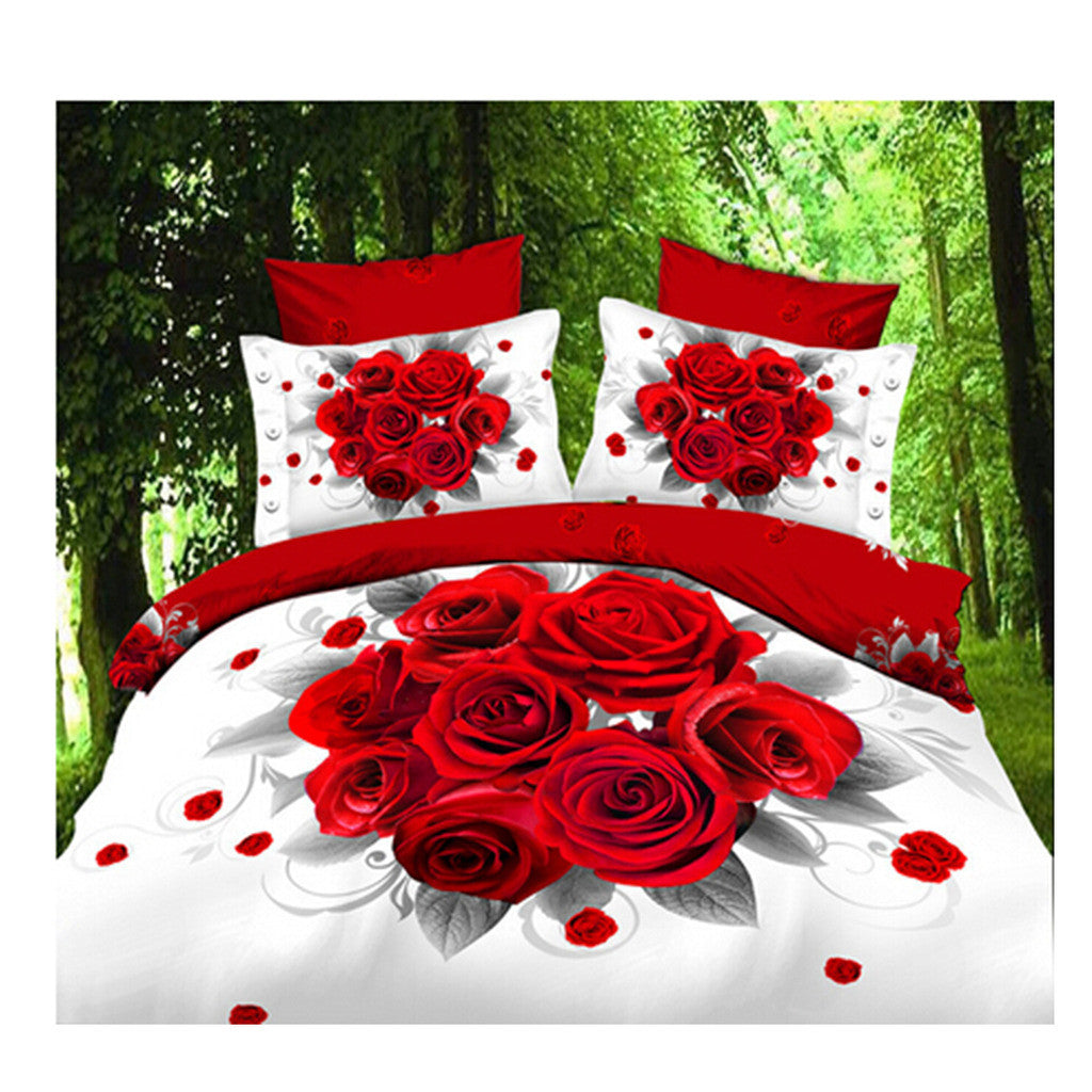 3D Queen King Size Bed Quilt/Duvet Sheet Cover Cotton reactive printing 4pcs  02 - Mega Save Wholesale & Retail