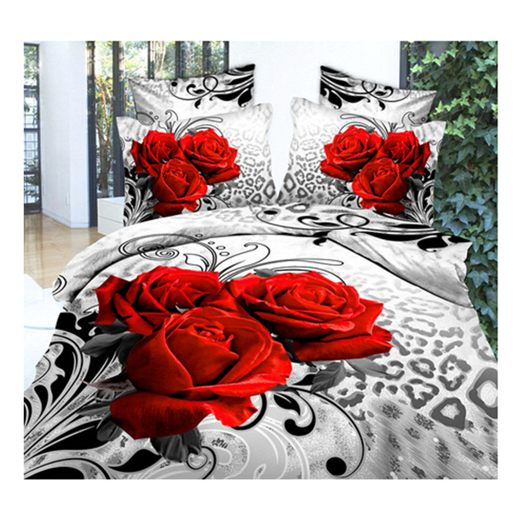 3D Queen King Size Bed Quilt/Duvet Sheet Cover Cotton reactive printing 4pcs  04 - Mega Save Wholesale & Retail